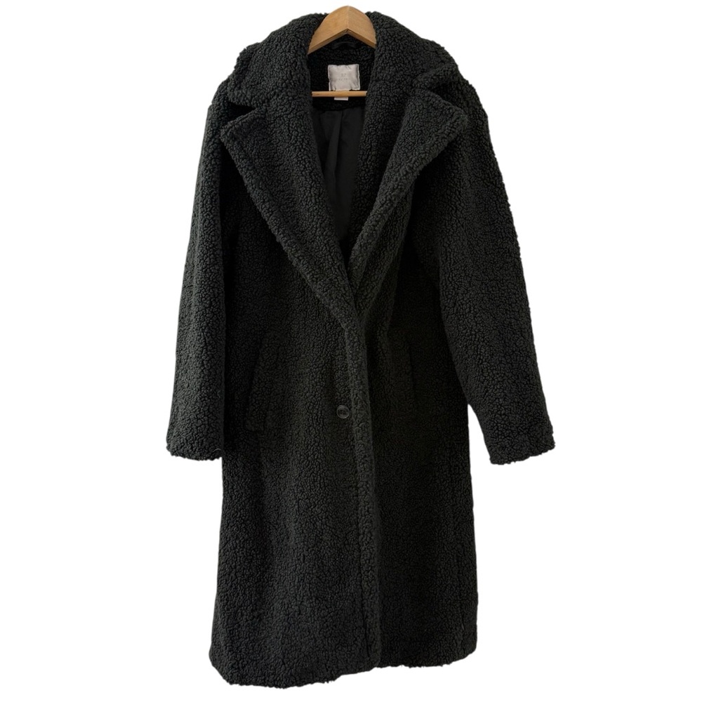 RP Rachel Parcell Black Teddy Coat Peacoat Size Medium
